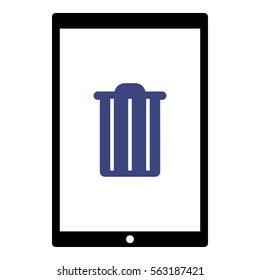 Bin icon - Flat design, glyph style icon - Blue enclosed in a tablet