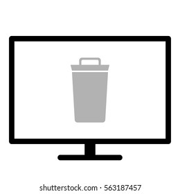 Bin icon - Flat design, glyph style icon - Gray enclosed in a screen
