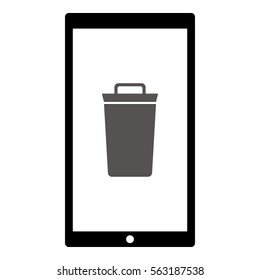 Bin icon - Flat design, glyph style icon - Gray enclosed in a phone