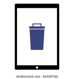 Bin icon - Flat design, glyph style icon - Blue enclosed in a tablet