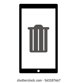 Bin icon - Flat design, glyph style icon - Gray enclosed in a phone