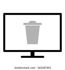 Bin icon - Flat design, glyph style icon - Gray enclosed in a screen