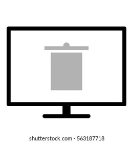 Bin icon - Flat design, glyph style icon - Gray enclosed in a screen