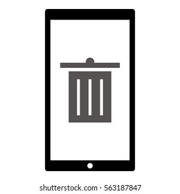 Bin icon - Flat design, glyph style icon - Gray enclosed in a phone