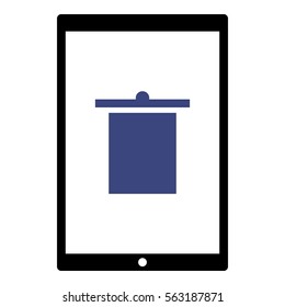 Bin icon - Flat design, glyph style icon - Blue enclosed in a tablet