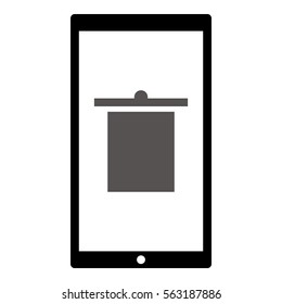Bin icon - Flat design, glyph style icon - Gray enclosed in a phone