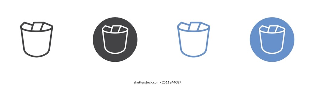Bin icon Flat set in black and white color