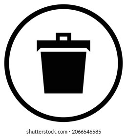 bin Icon. Flat style Circle Shape isolated on white background. Vector illustration