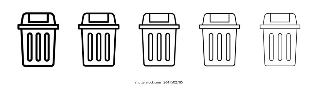 Bin icon graphic set. trendy stroke line style