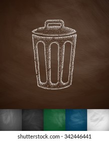 bin icon. Hand drawn vector illustration. Chalkboard Design