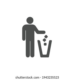 Bin Icon Illustration. Flat symbol. Simple Pictogram and text
