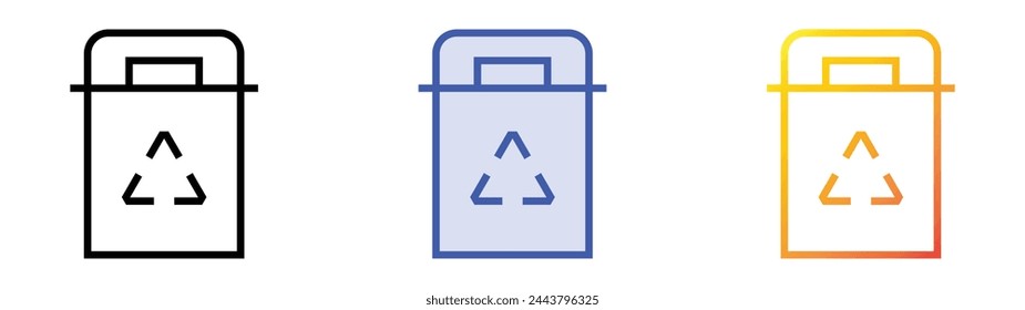 icono de bin. Diseño de estilo de relleno lineal, azul y degradado aislado sobre fondo blanco