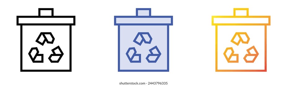 bin icon. Linear, Blue Fill and Gradient Style Design Isolated On White Background