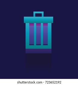 Bin icon. on blue background. vector illustration. logo. Symbols