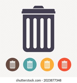 Bin icon on dot pattern background