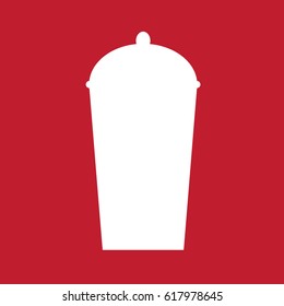 Bin icon on red background