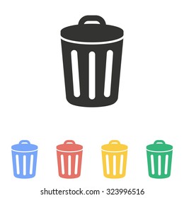 Bin  icon  on white background. Vector illustration.