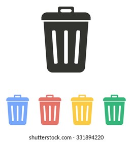 Bin  icon  on white background. Vector illustration.