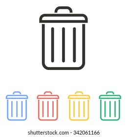 Bin  icon  on white background. Vector illustration.