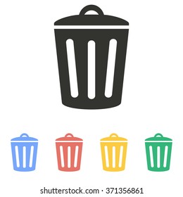 Bin  icon  on white background. Vector illustration.