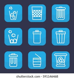 bin icon. Set of 9 outline bin icons such as 