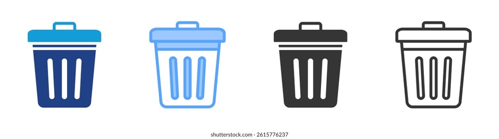 Bin icon set multiple style collection