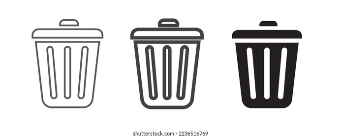 Bin icon set. Trash can symbol vector illustration.