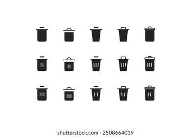 Bin icon set. Trash can collection. Trash icons set. Web icon, delete button. Delete symbol flat style on white background.