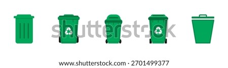 Bin icon set. Trash can icon collection. Trash icons and delete button. Garbage bin symbol. Vector illustration.
