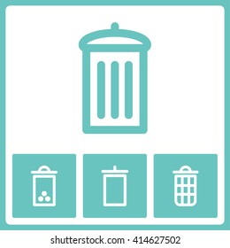 Bin icon set. Web vector graphic. Design collection.