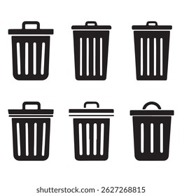 Bin icon set,Trash icons set,Trash can open icon,Office trash icon, Trash bin,Delete symbol flat style on white background Vector illustration