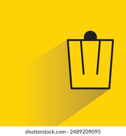 icono de bin con sombra sobre fondo amarillo