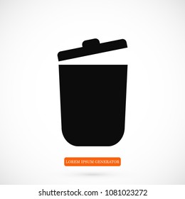 bin icon, stock vector illustration flat design style