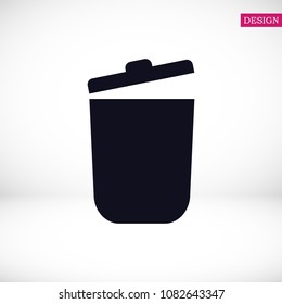 bin icon, stock vector illustration flat design style