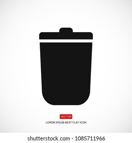 bin icon, stock vector illustration flat design style