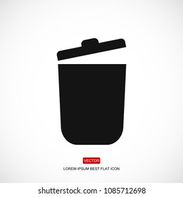 bin icon, stock vector illustration flat design style