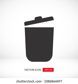 bin icon, stock vector illustration flat design style