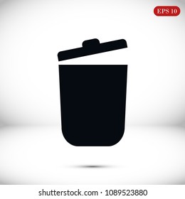 bin icon, stock vector illustration flat design style