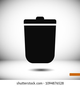 bin icon, stock vector illustration flat design style