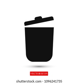 bin icon, stock vector illustration flat design style