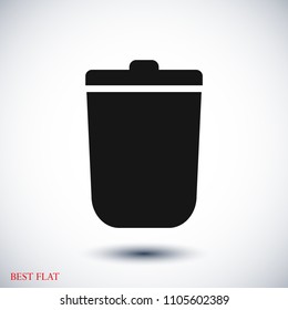 bin icon, stock vector illustration flat design style