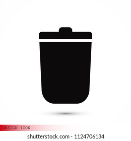 bin icon, stock vector illustration flat design style
