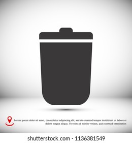 bin icon, stock vector illustration flat design style