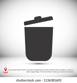 bin icon, stock vector illustration flat design style