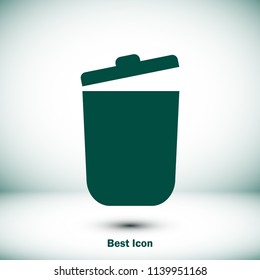bin icon, stock vector illustration flat design style