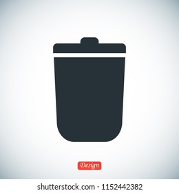 bin icon, stock vector illustration flat design style