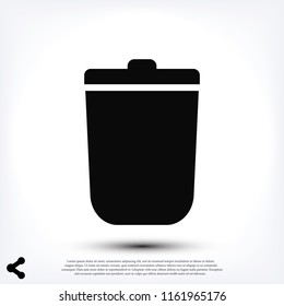 bin icon, stock vector illustration flat design style