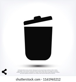 bin icon, stock vector illustration flat design style