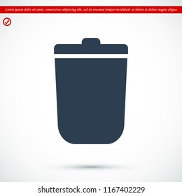 bin icon, stock vector illustration flat design style