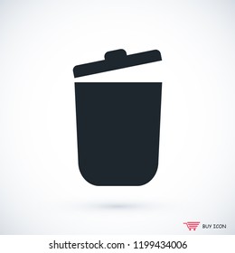 bin icon, stock vector illustration flat design style
